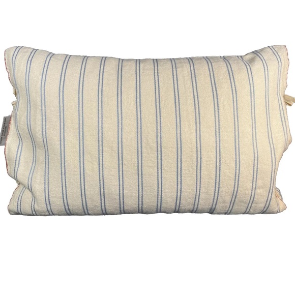 RALPH LAUREN RAEGHAN STRIPE Cream Navy Linen Throw Pillow & Feather Insert - Picture 2 of 3
